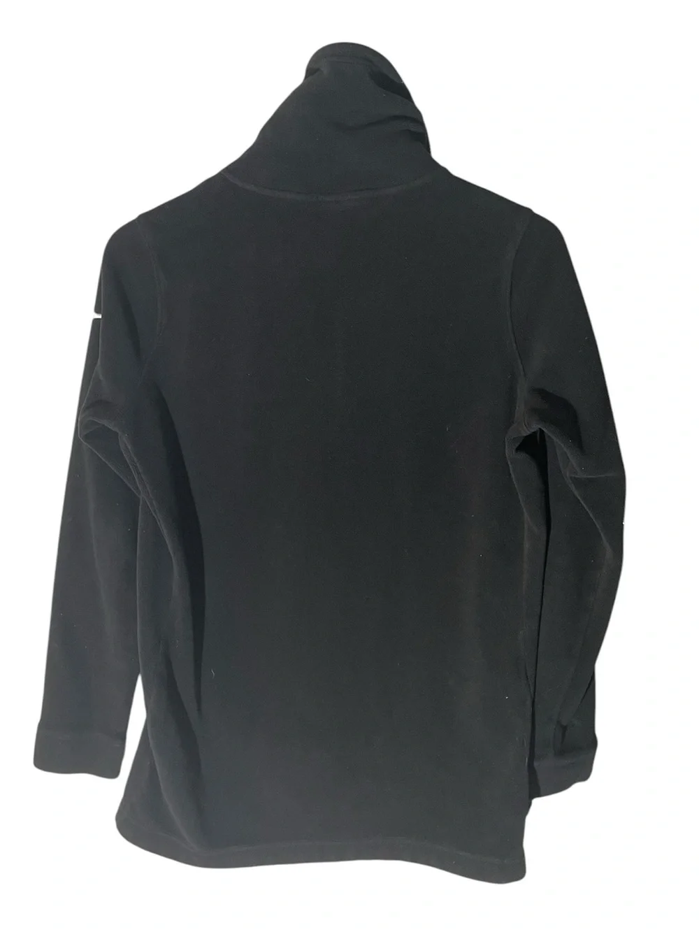C38- Nike Dri Fit Fleece Black Funnel Neck Long Sleeve Top with White Swoosh